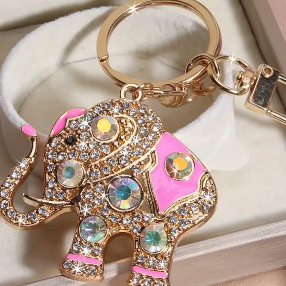 Accessories - New Lucky Pink Rhinestone Elephant Keychain